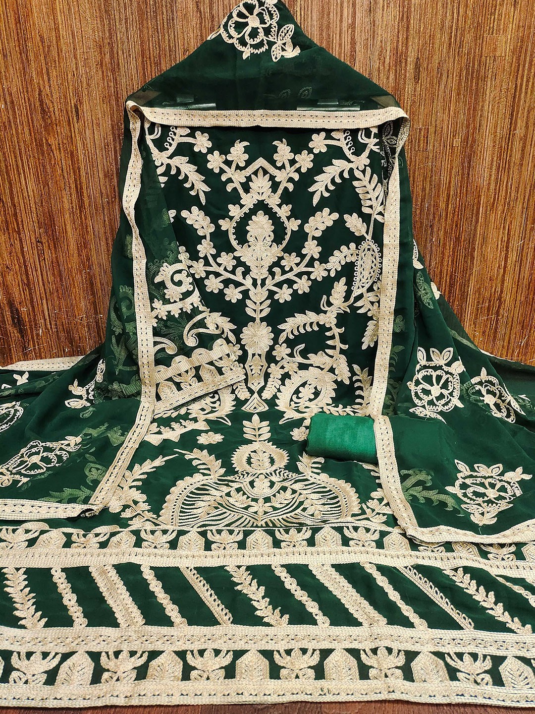 

KIMISHA Embroidered Unstitched Dress Material, Green