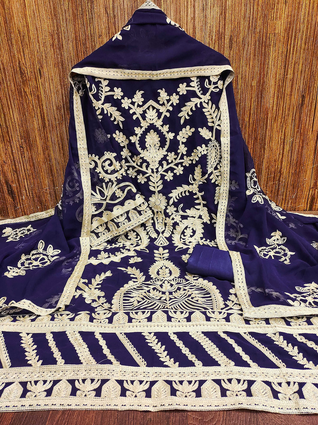 

KIMISHA Embroidered Unstitched Dress Material, Blue