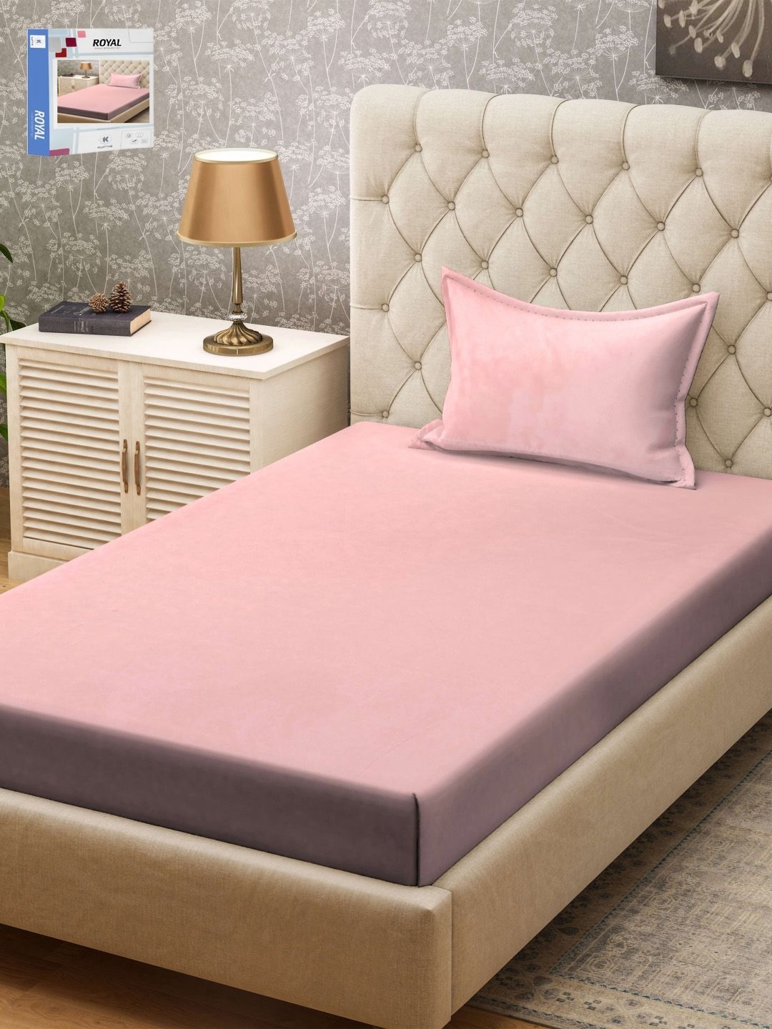 

KLOTTHE Pink 300TC Single Bedsheet & Pillow Cover