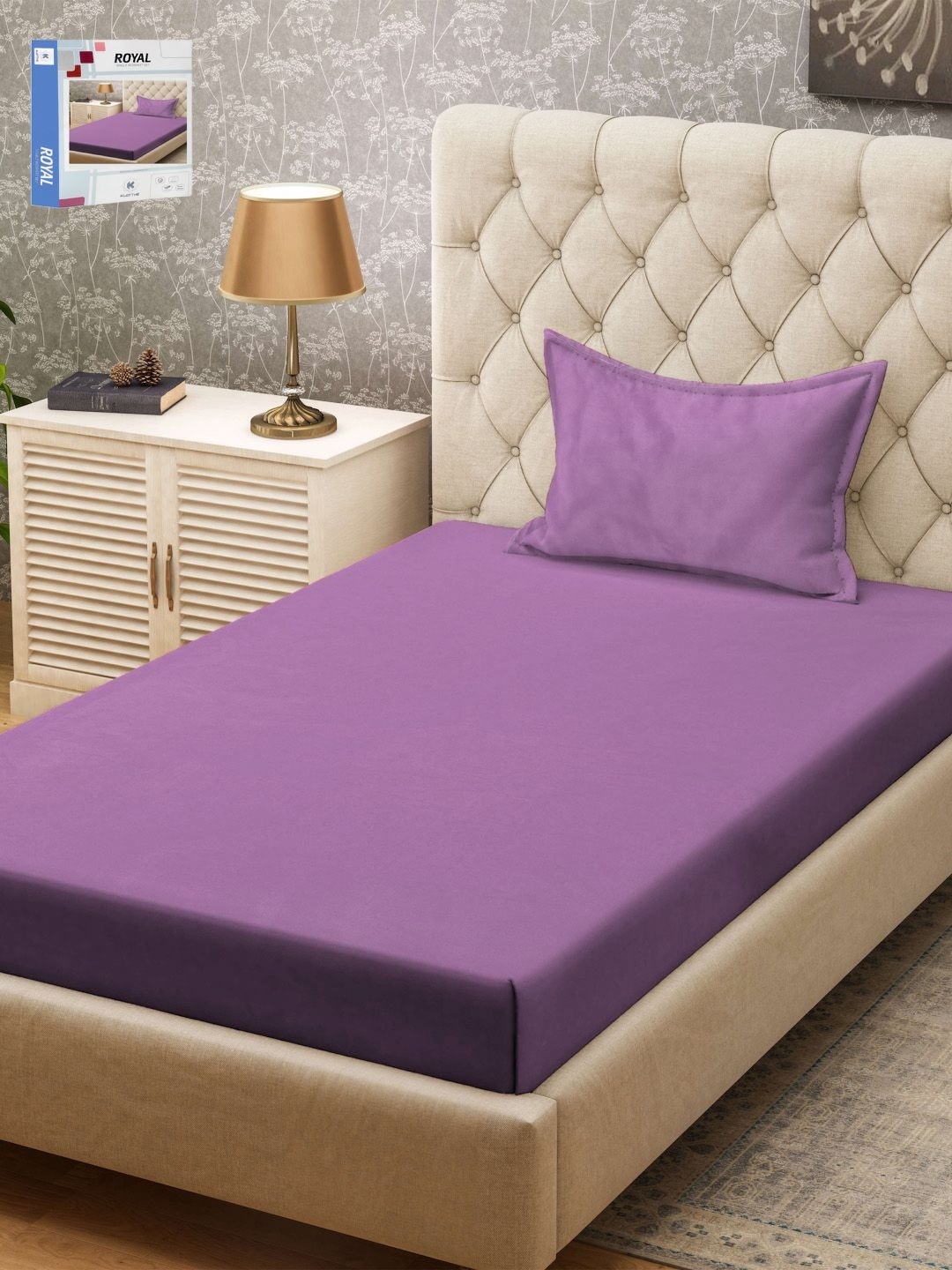 

KLOTTHE Purple 300TC Single Bedsheet & 1 Pillow Covers