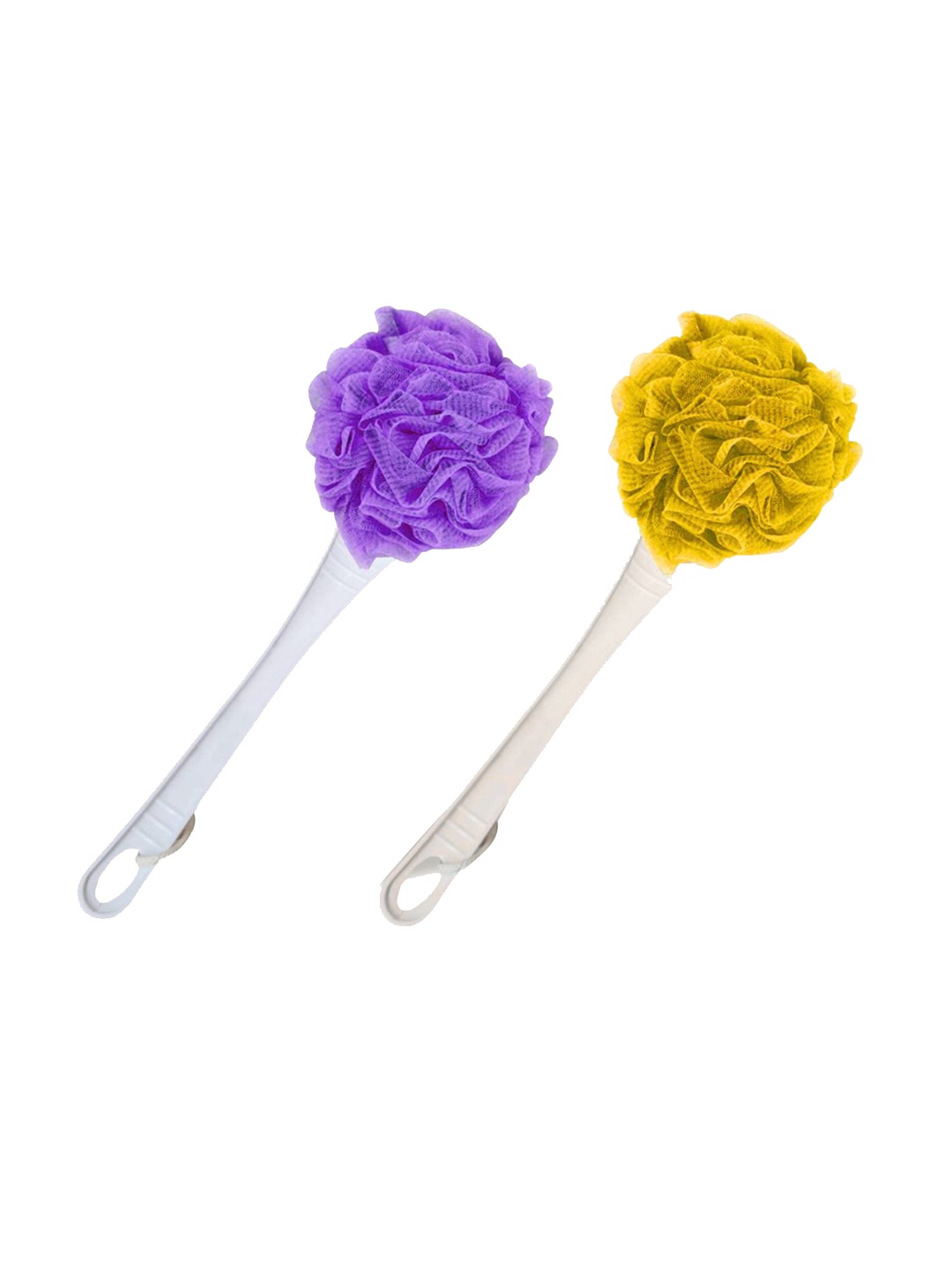 

CareDone Set of 2 Large Bath Puff Loofah Sponge with Long Handle - Purple & Yellow