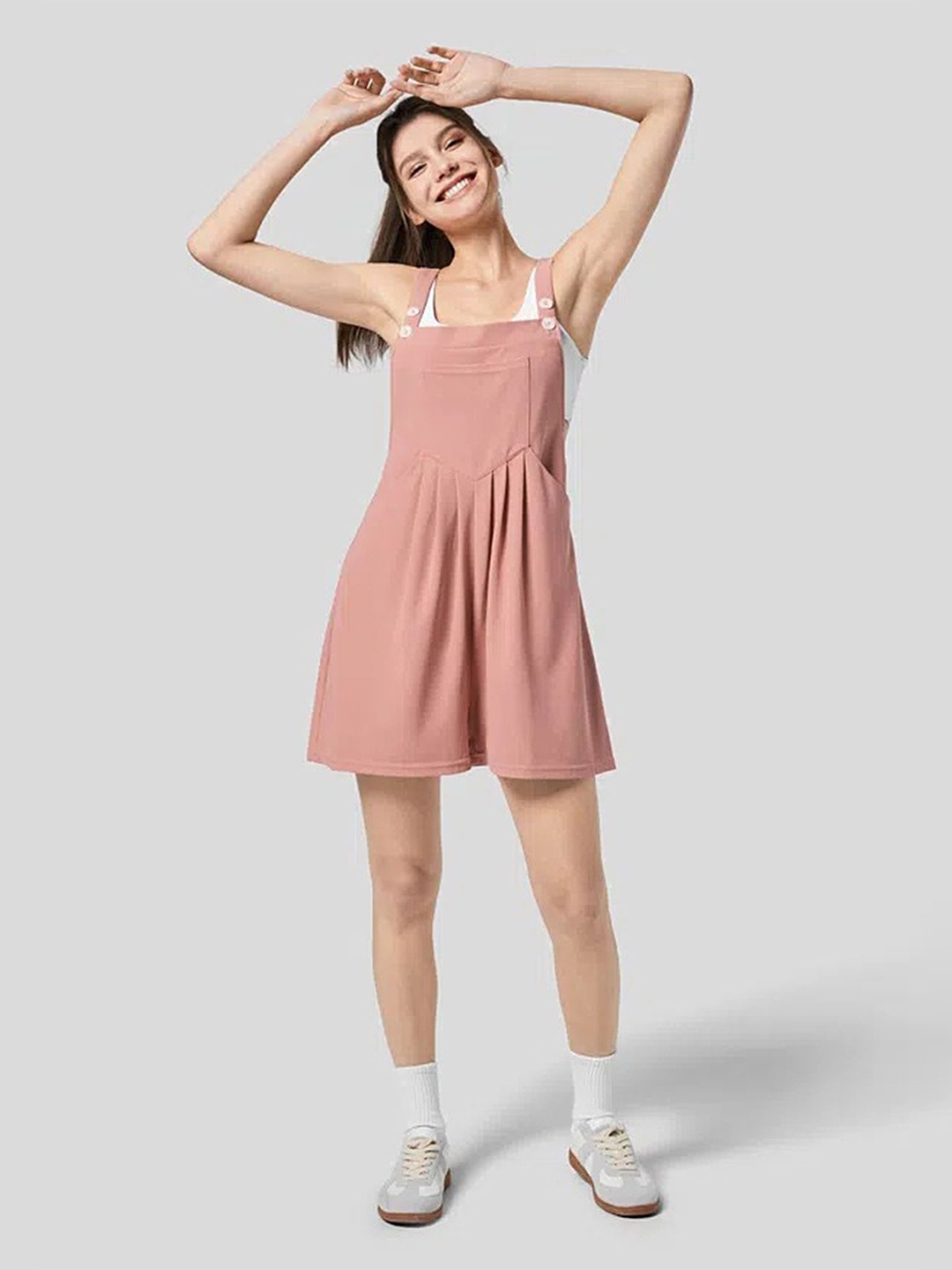 

LULU & SKY Shoulder Straps Pinafore Style Playsuit, Pink