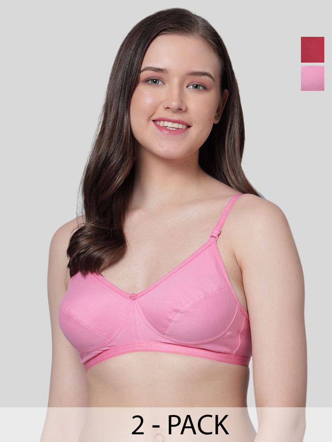 

Aimly Cotton Full Coverage Regular Bra Pack of 2, Pink