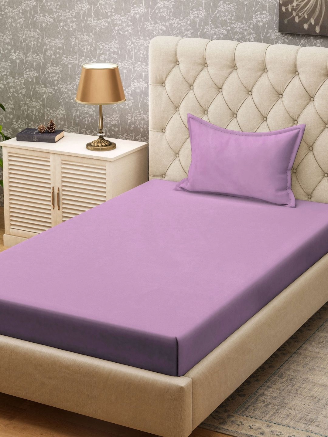

KLOTTHE Purple 300TC Single Bedsheet & Pillow Covers