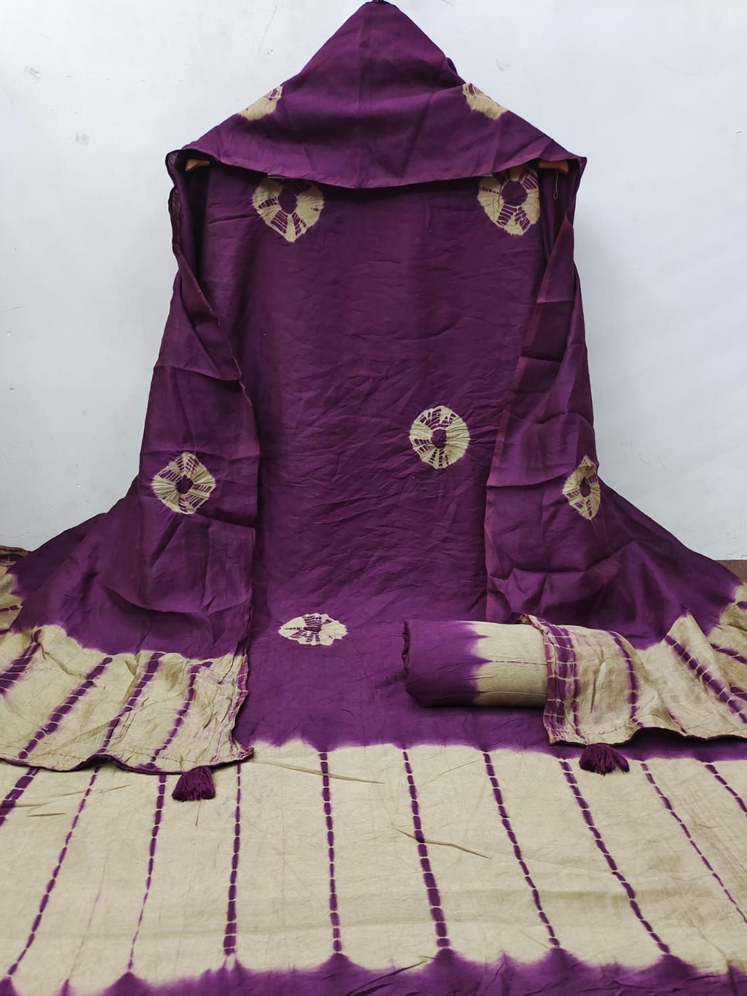 

KIMISHA Bandhani Printed Unstitched Dress Material, Purple