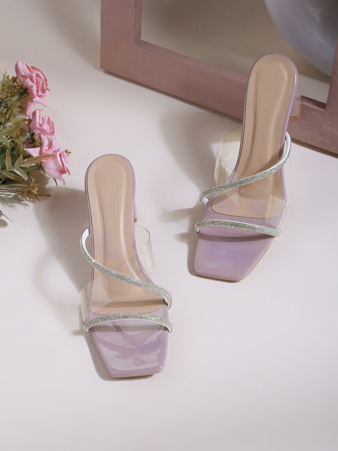 

DressBerry Women Colourblocked Block Heels Sandals, Lavender