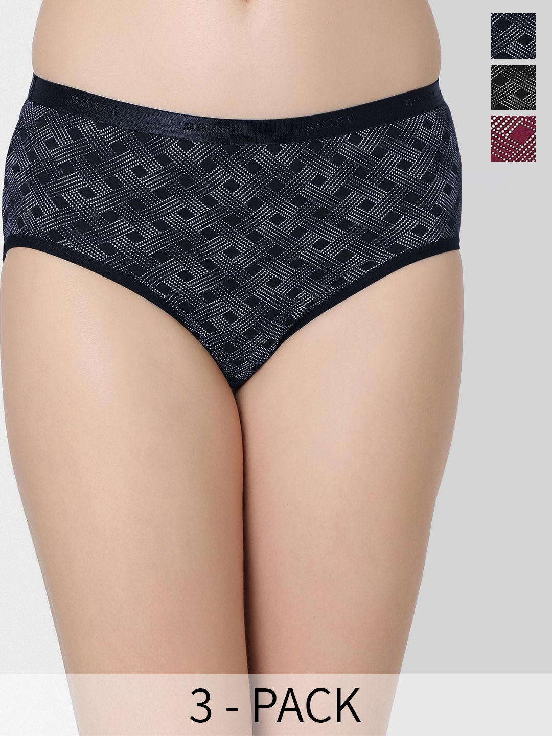 

Juliet Women Pack Of 3 Mid-Rise Cotton Hipster Panties - 6875-M, Assorted
