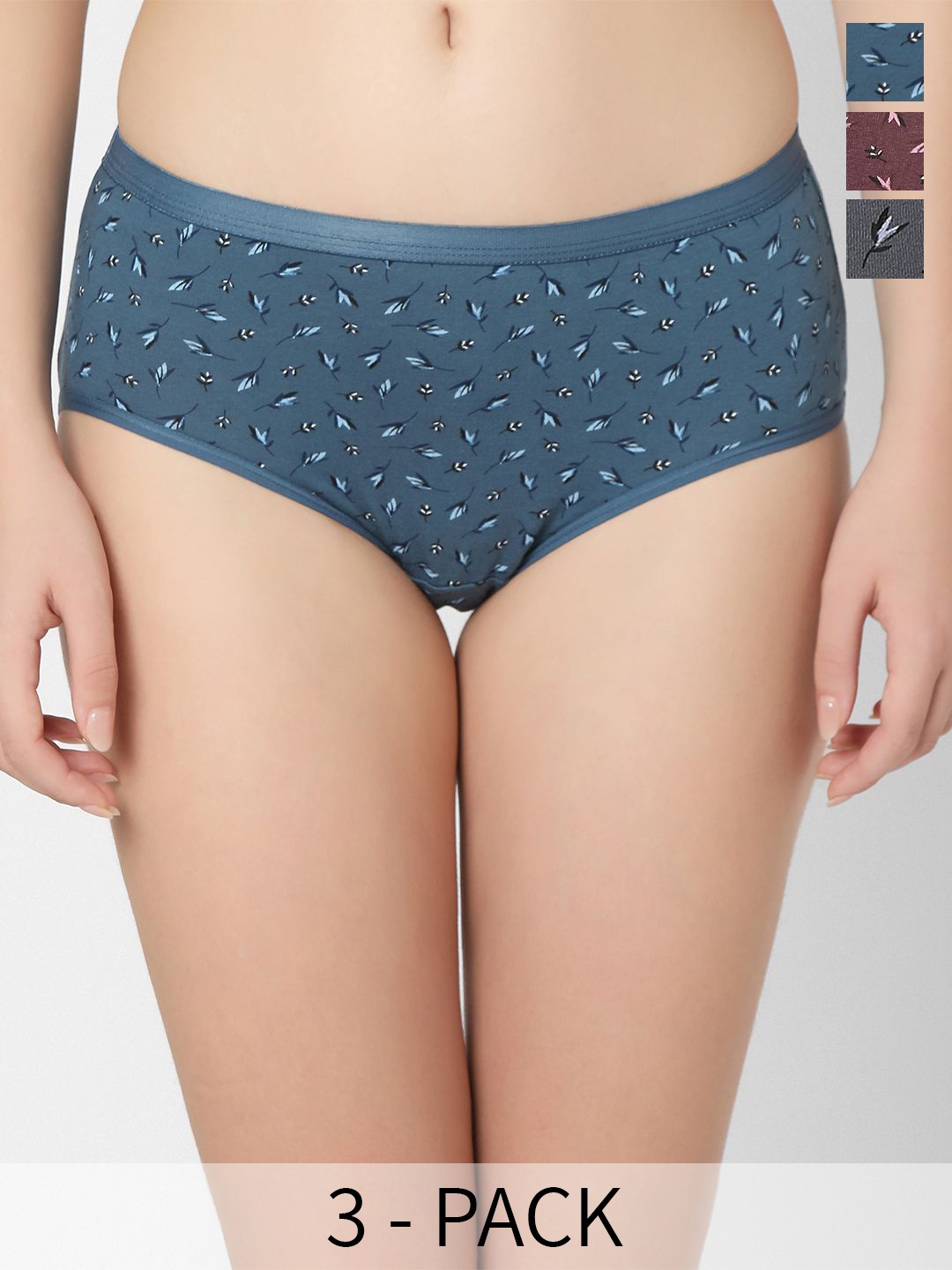 

Juliet Pack Of 3 Women Assorted Mid-Rise Cotton Hipster Briefs