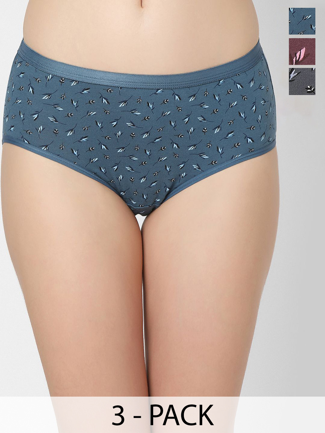 

Juliet Women Pack of 3 Mid-Rise Cotton Hipster Briefs, Blue