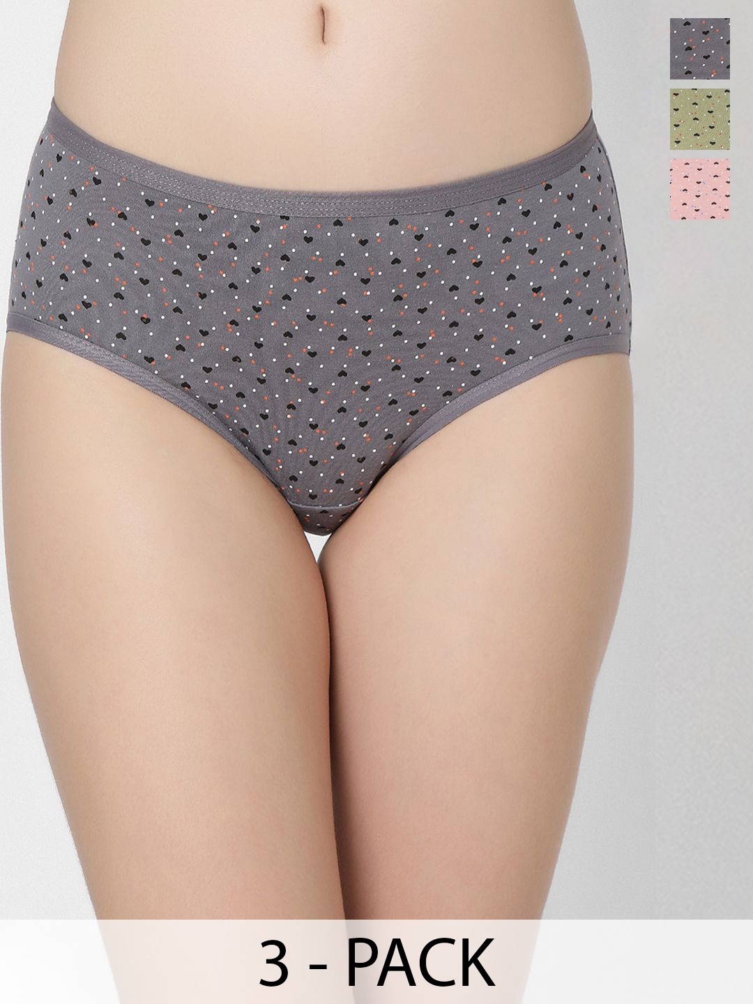 

Juliet Women Pack of 3 Mid-Rise Cotton Hipster Briefs, Assorted