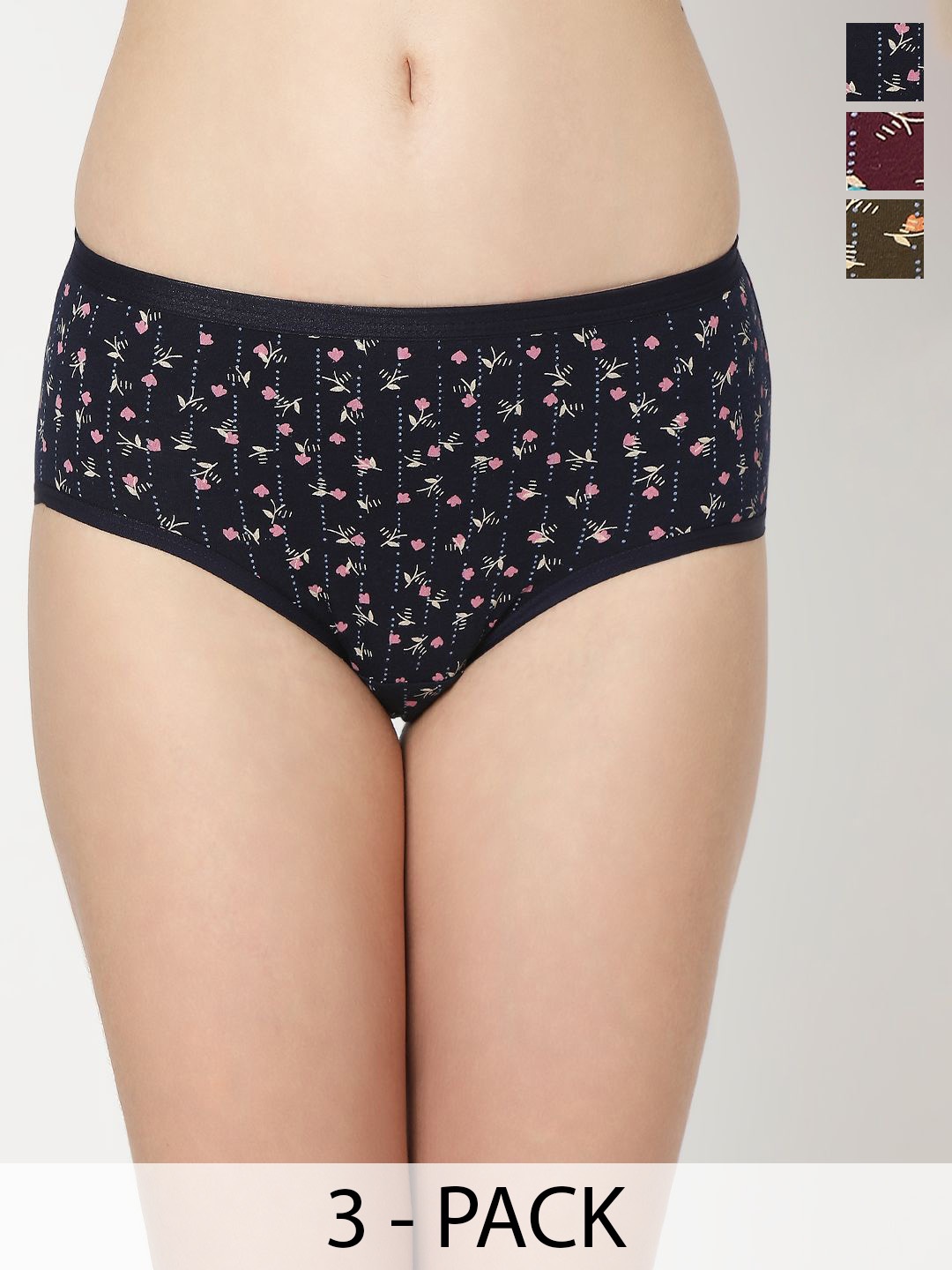 

Juliet Pack Of 3 Women Low-Rise Cotton Hipster Briefs - 6901-3XL, Olive