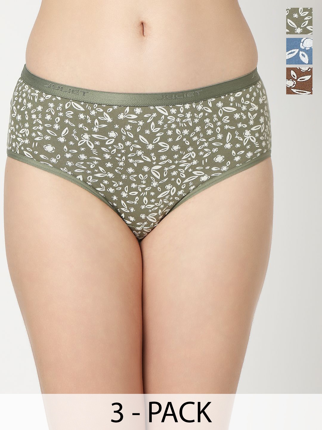 

Juliet Pack of 3 Women Mid Rise Cotton Printed Hipster Brief 6905-2XL, Brown