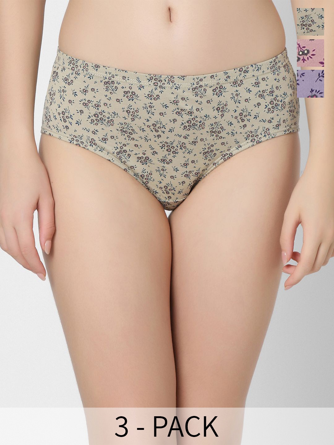 

Juliet Pack of 3 Mid-Rise Hipster Briefs 6971-2XL, Purple