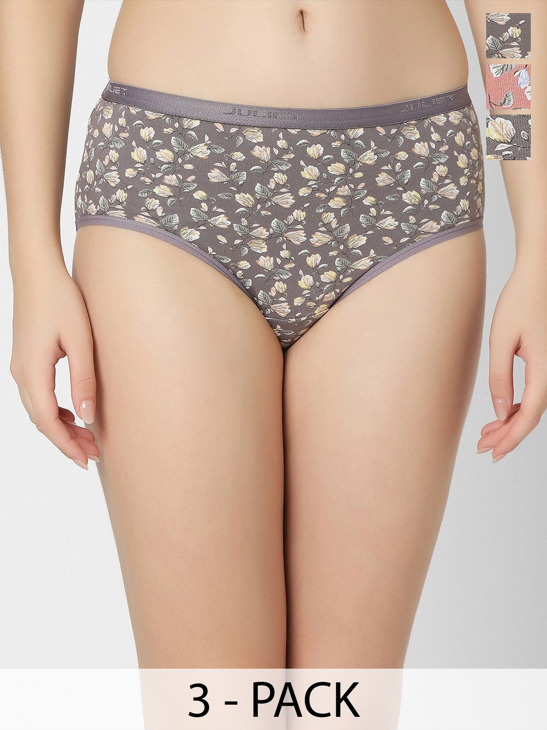 

Juliet Pack of 3 Girls Mid Rise Cotton Printed Hipster Brief, Peach