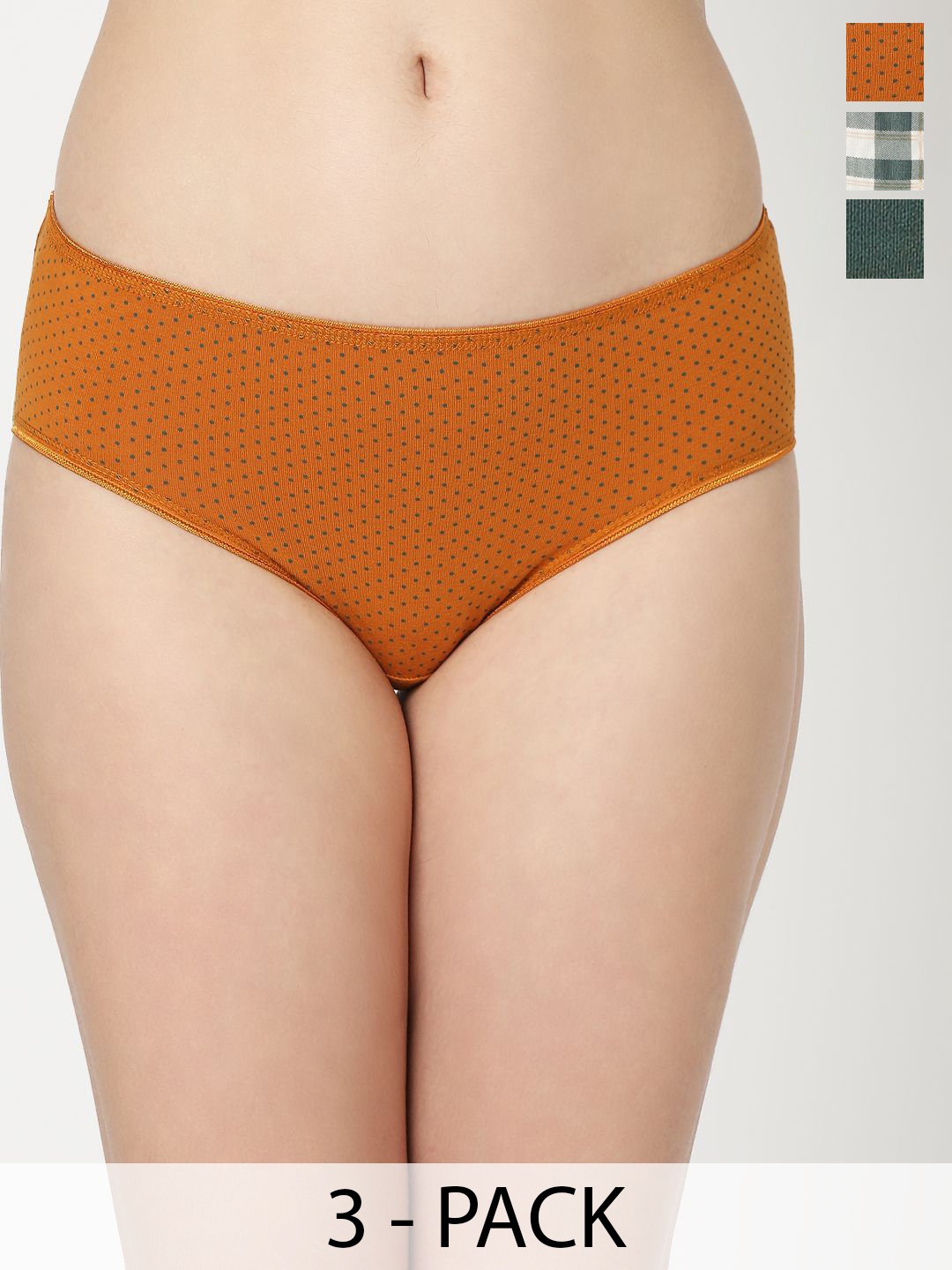 

Juliet Women Pack Of 3 Cotton Printed Hipster Briefs 6952-2XL, Orange