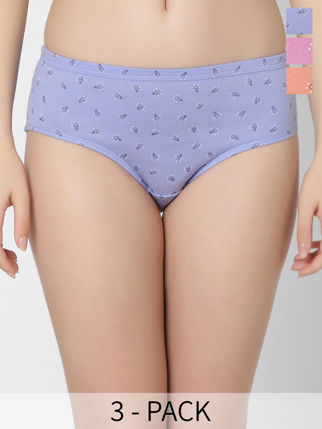 

Juliet Women Pack Of 3 Mid-Rise Cotton Hipster Briefs, Blue