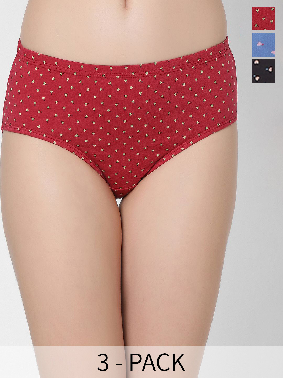 

Juliet Pack of 3 Mid Rise Cotton Printed Hipster Panties 6991-3XL, Blue