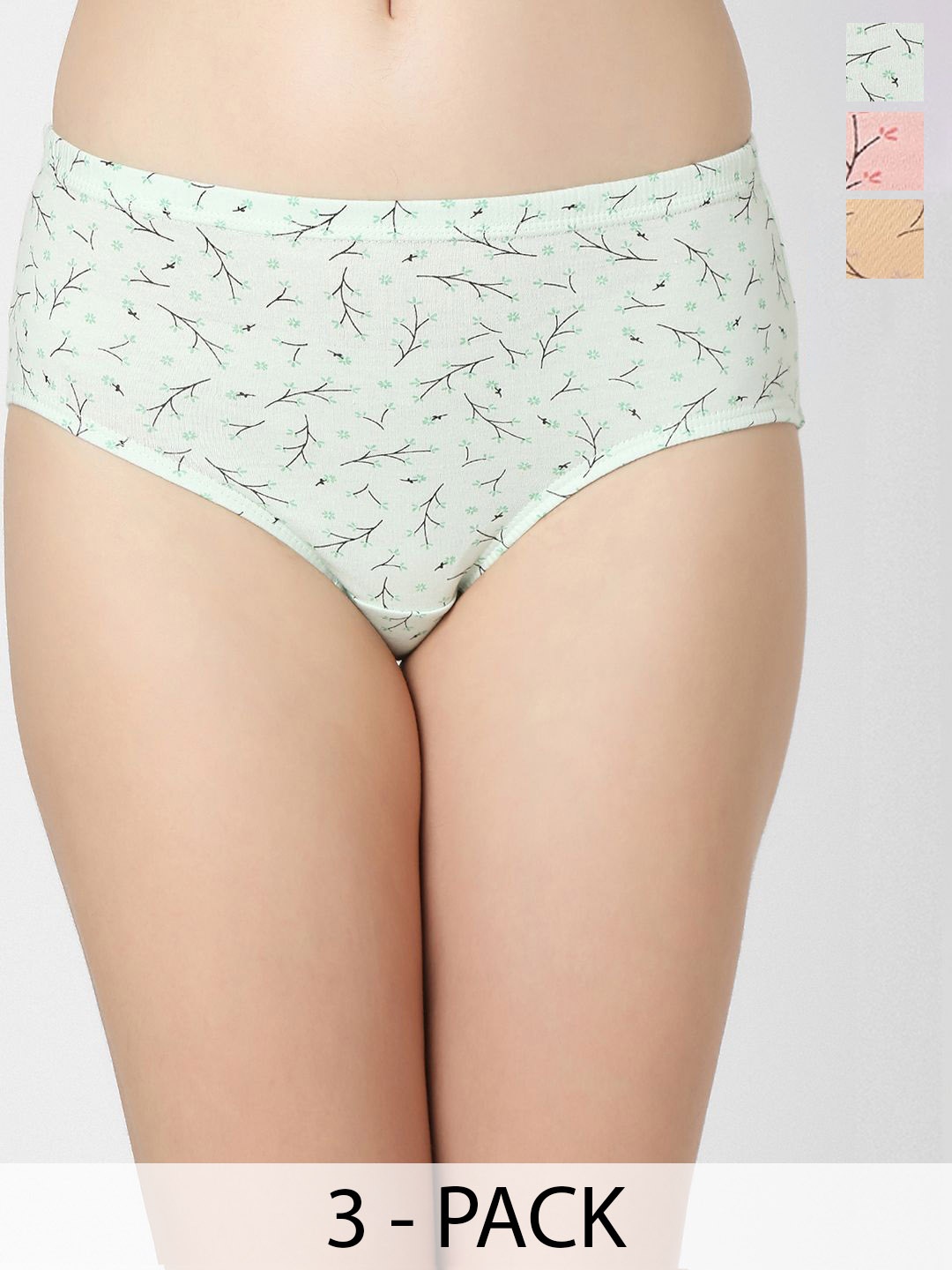 

Juliet Pack Of 3 Printed Cotton Hipster Briefs 6940-3XL, Pink