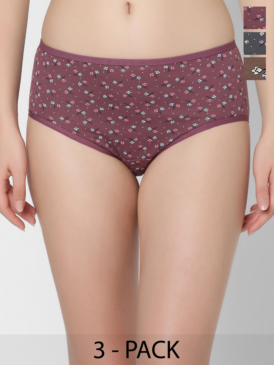 

Juliet Pack Of 3 Women Mid Rise Printed Cotton Hipster Briefs, Assorted