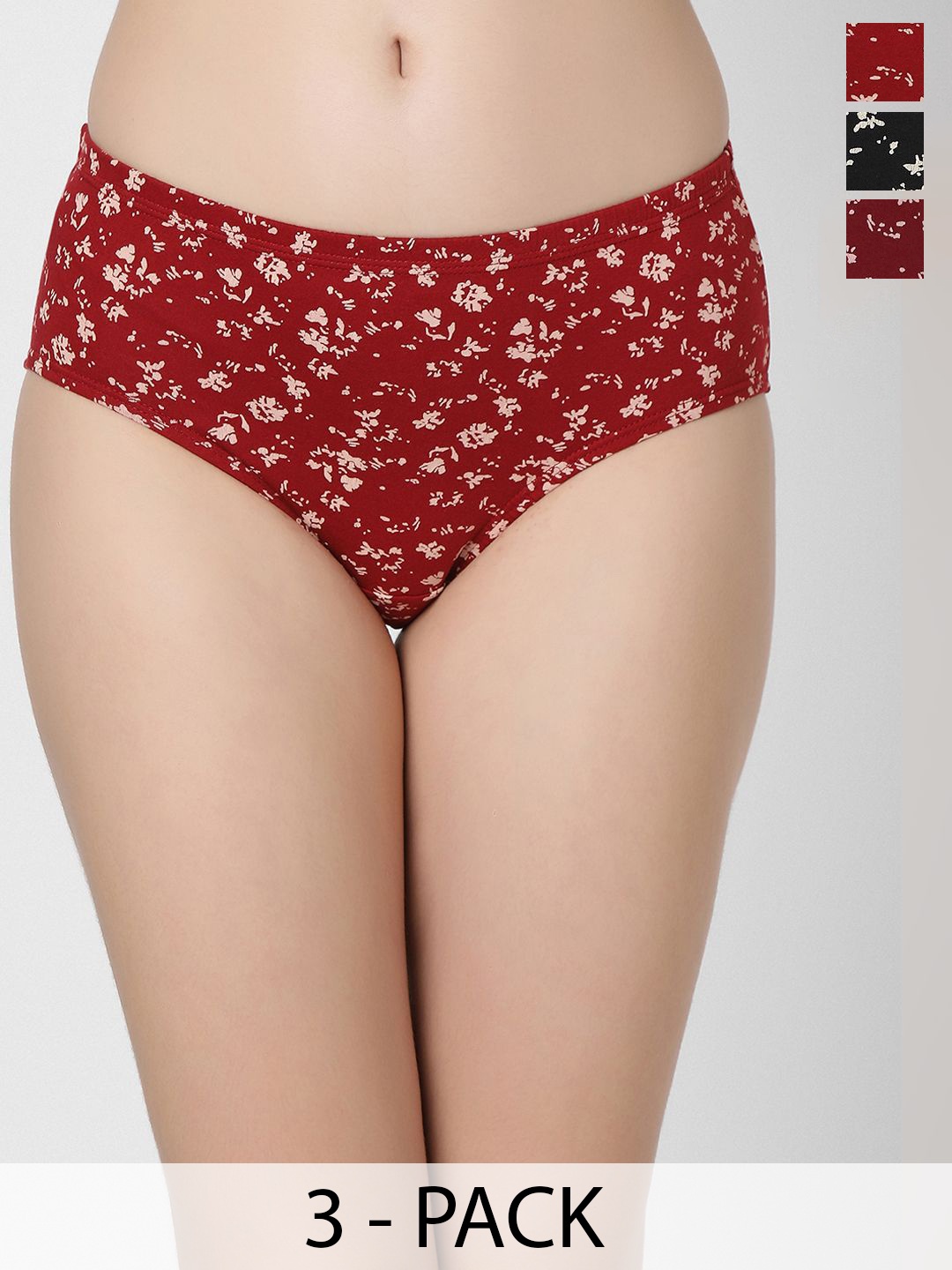 

Juliet Women 3Pcs Cotton Hipster Briefs 6980-2XL, Red