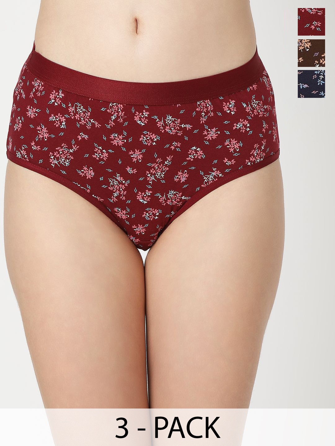 

Juliet Women Pack of 3 Cotton Hipster Briefs, Red