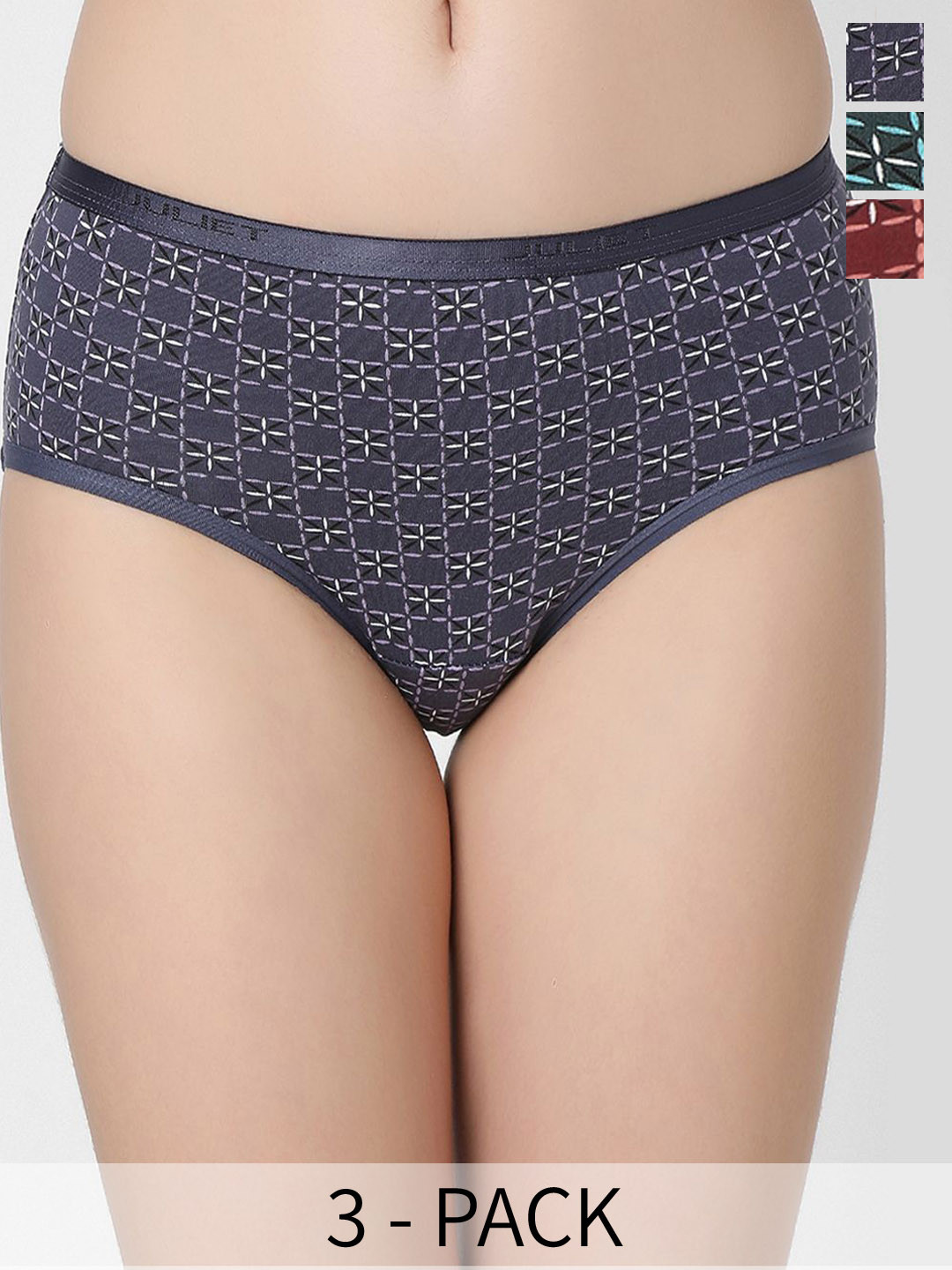 

Juliet Women Pack of 3 Cotton Hipster Briefs 6897-2XL, Blue
