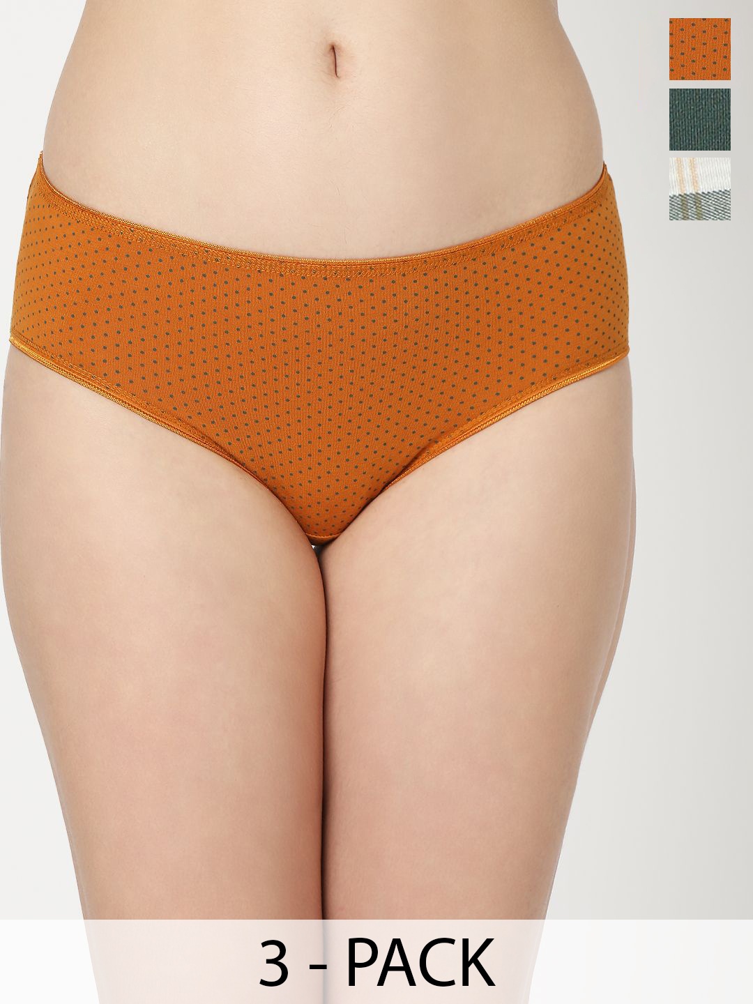 

Juliet Pack Of 3 Cotton Printed Hipster Briefs, Orange