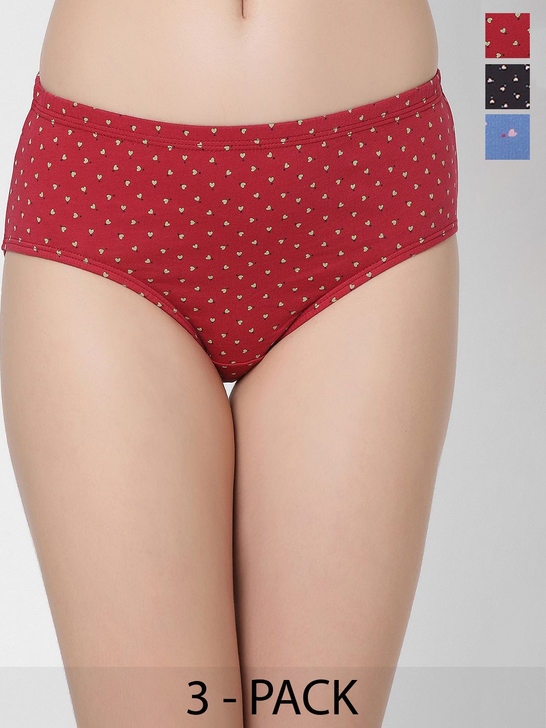 

Juliet Pack Of 3 Cotton Printed Hipster Panties 6991-4XL, Red