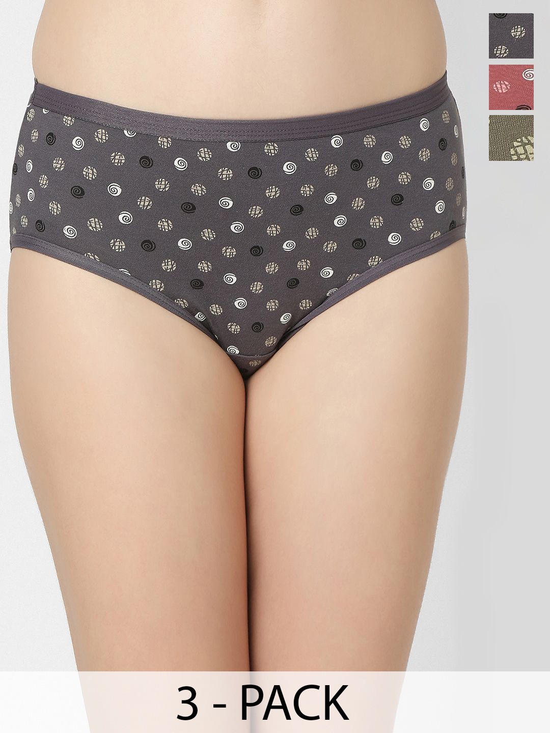 

Juliet Women Pack of 3 Cotton Hipster Briefs 6891-2XL, Red