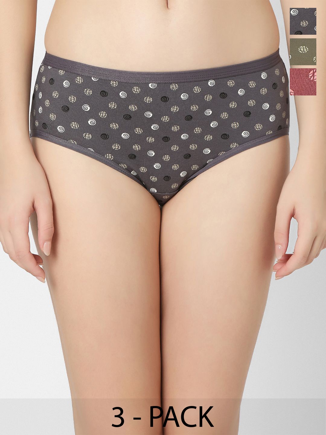 

Juliet Women Pack Of 3 Printed Cotton Hipster Panties 6891-M, Red