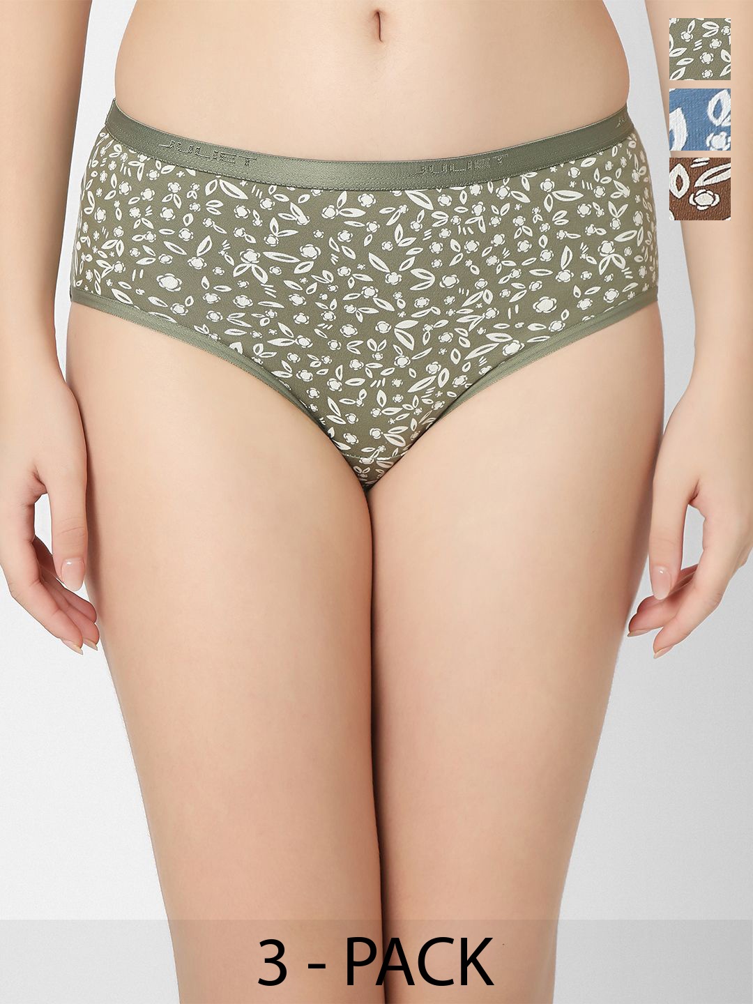 

Juliet Women Pack Of 3 Assorted Cotton Hipster Briefs, Blue