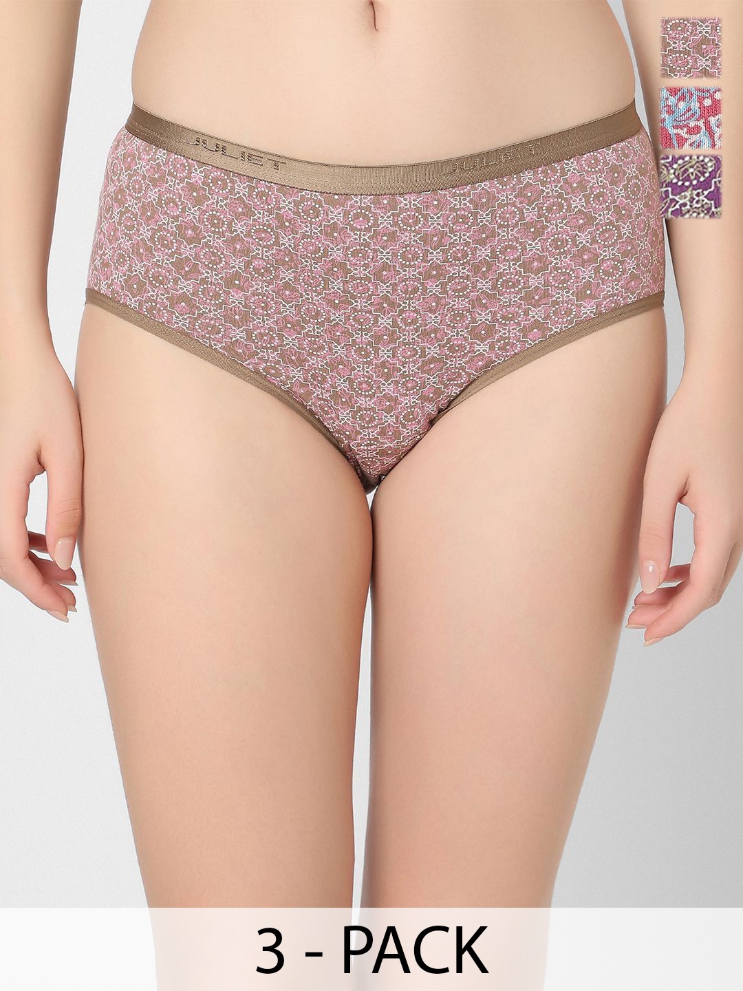 

Juliet Women Pack Of 3 Assorted Cotton Hipster Briefs 6939-2XL