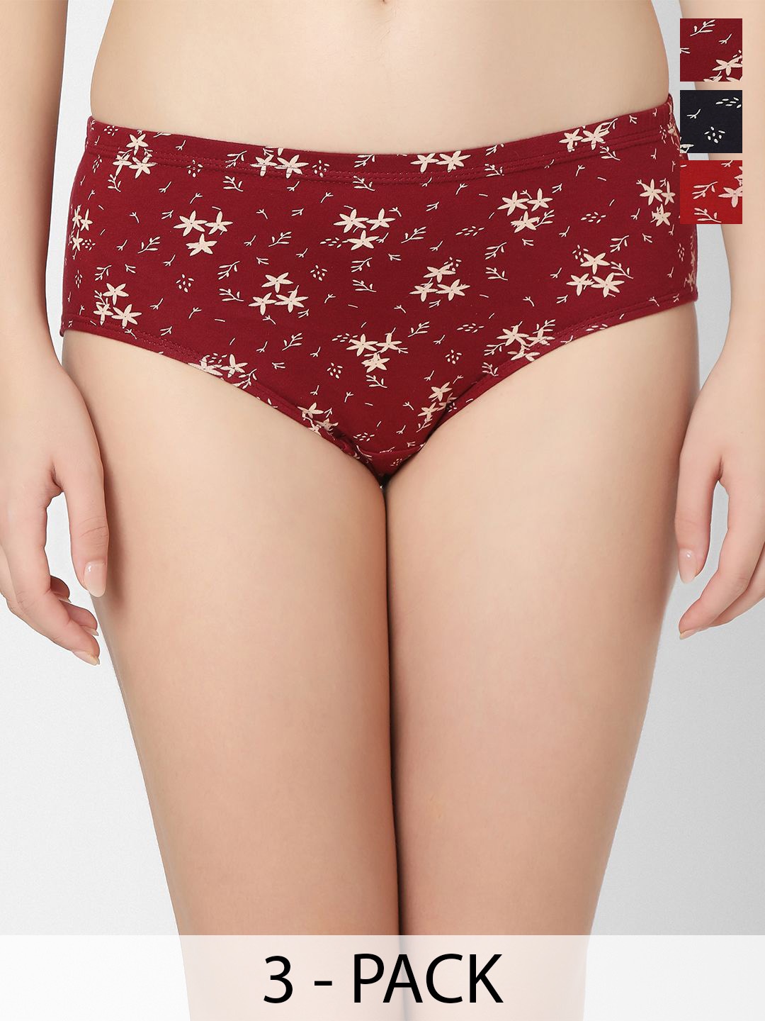 

Juliet Pack Of 3 Assorted Cotton Hipster Briefs 6944-3XL, Red