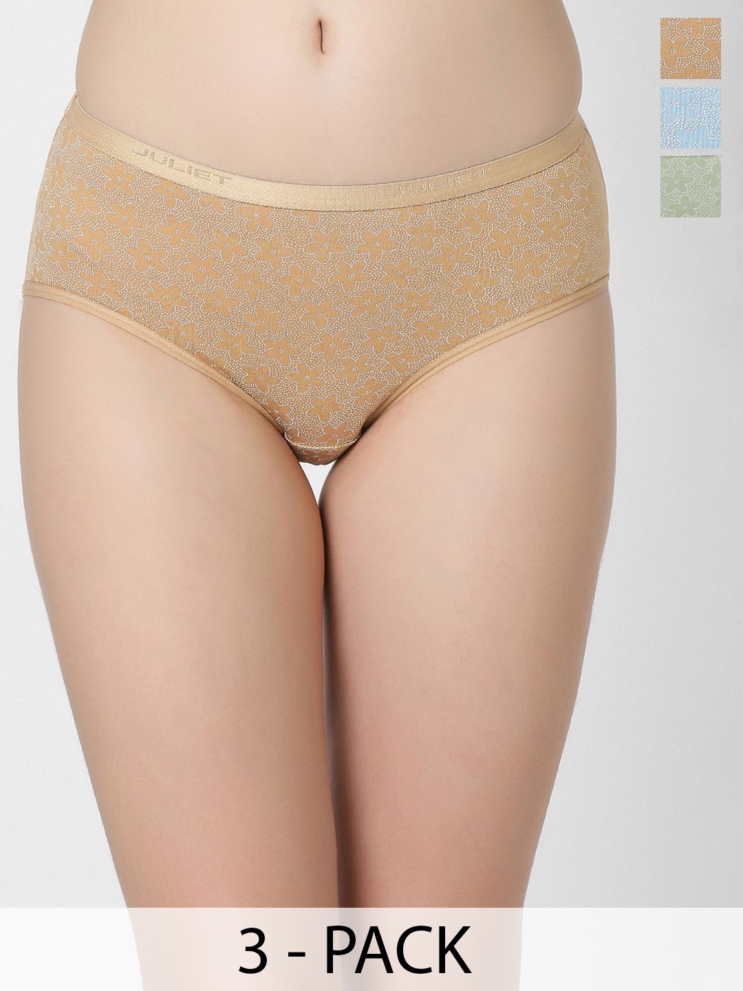 Juliet Women Pack Of 3 Cotton Hipster Briefs, Gold