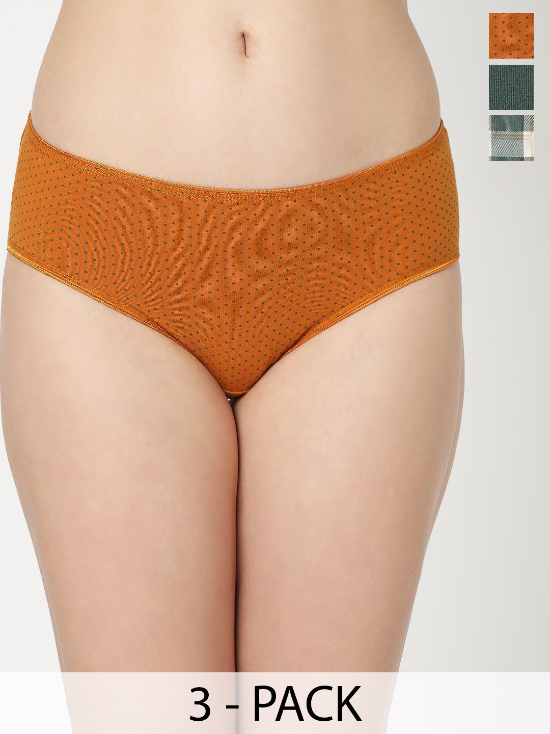

Juliet Pack Of 3 Women Printed Cotton Hipster Briefs 6952-M, Orange