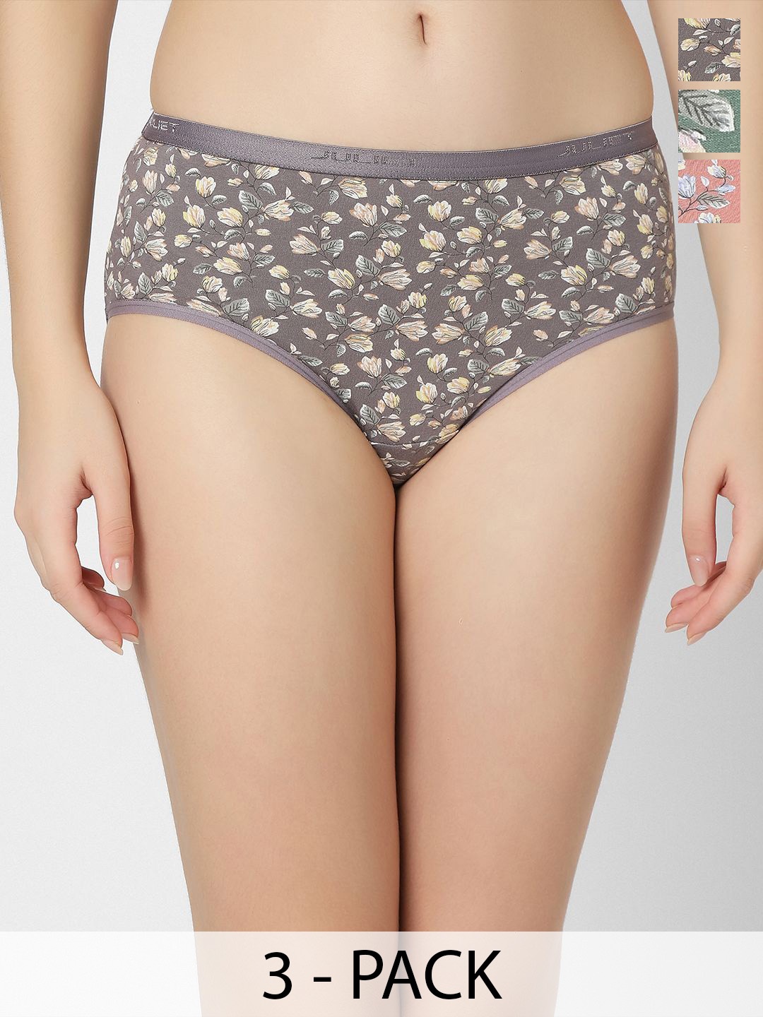 

Juliet Pack Of 3 Printed Cotton Hipster Briefs 6978-2XL, Green