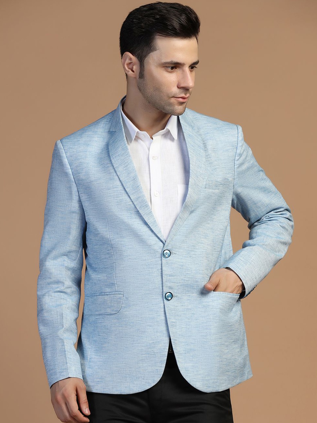 

TAHVO Notched Lapel Single Breasted Double Vented Blazers, Blue