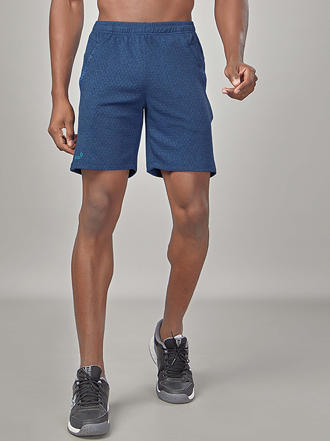 

SPORT SUN Men Self Design Regular Fit Mid-Rise Running Sports Shorts, Blue