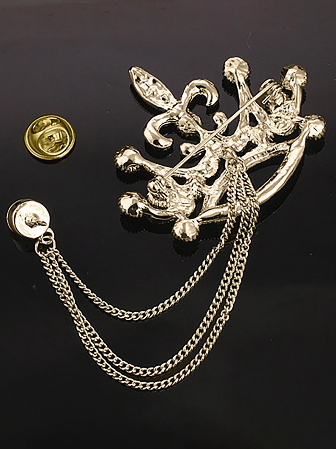 

SYGA Men Stone-Studded Brooch, Gold