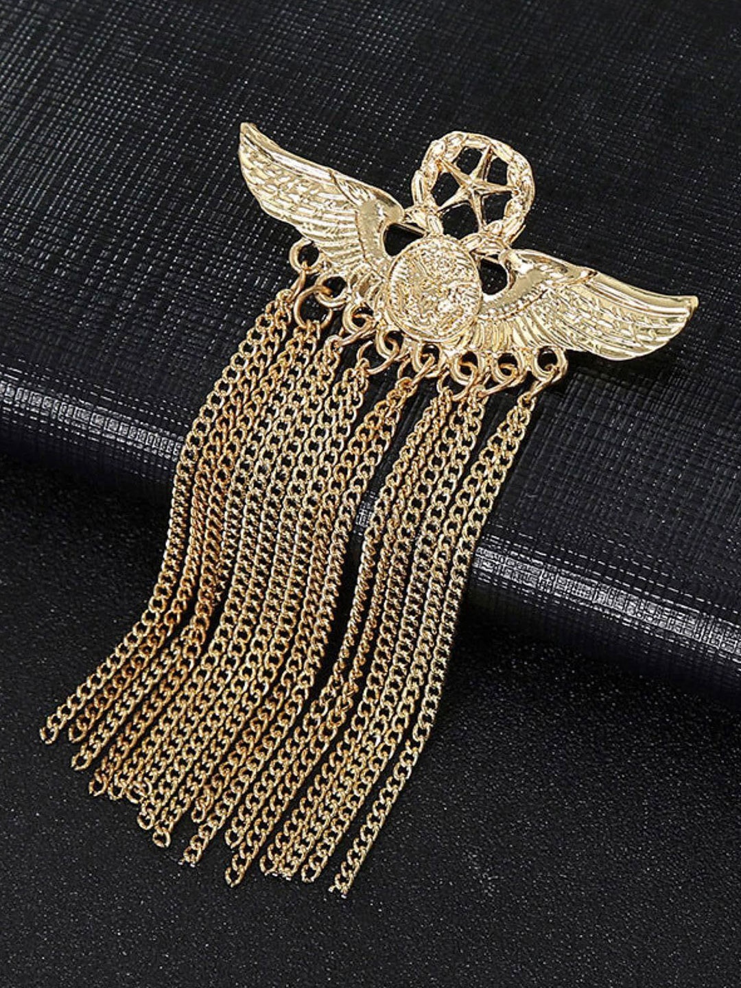 

SYGA Men Chain Tassel Brooch Lapel Pin, Gold