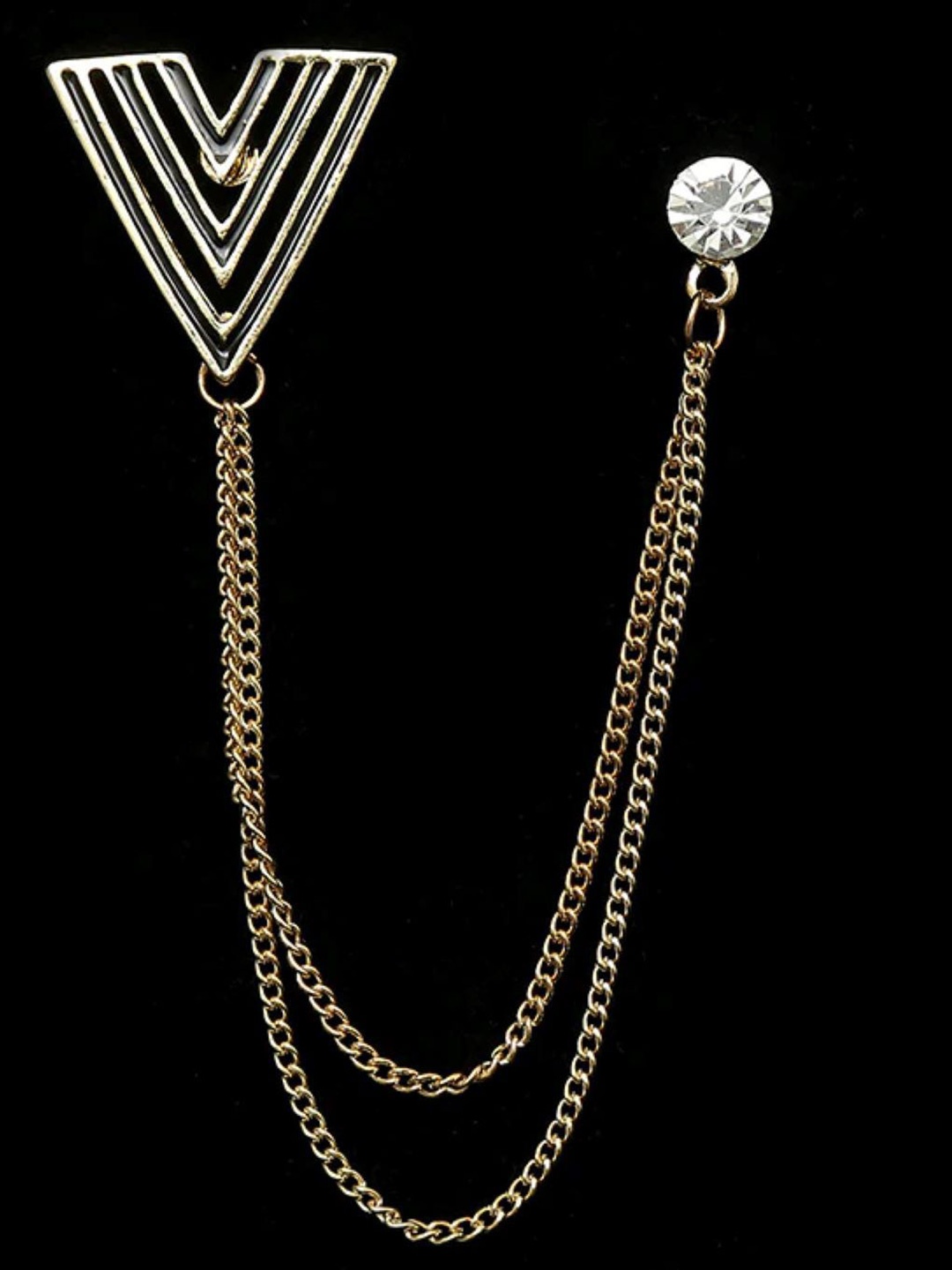 

SYGA Men Artificial Stones Brooch, Gold