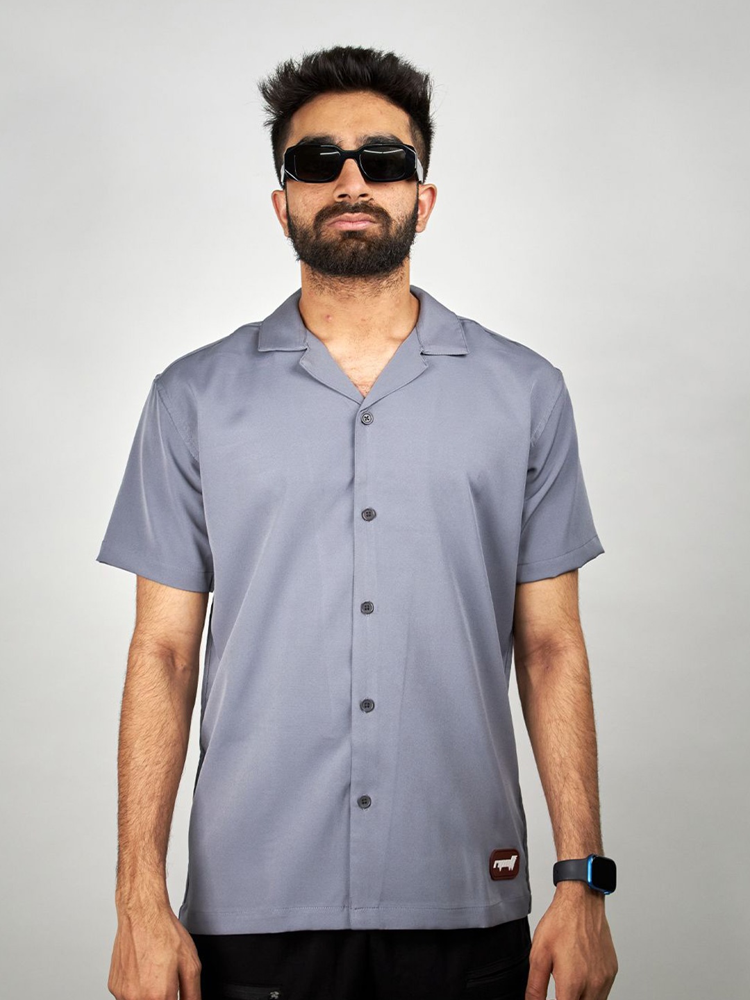 

RIPOFF Men Classic Opaque Spread Collar Casual Shirt, Grey