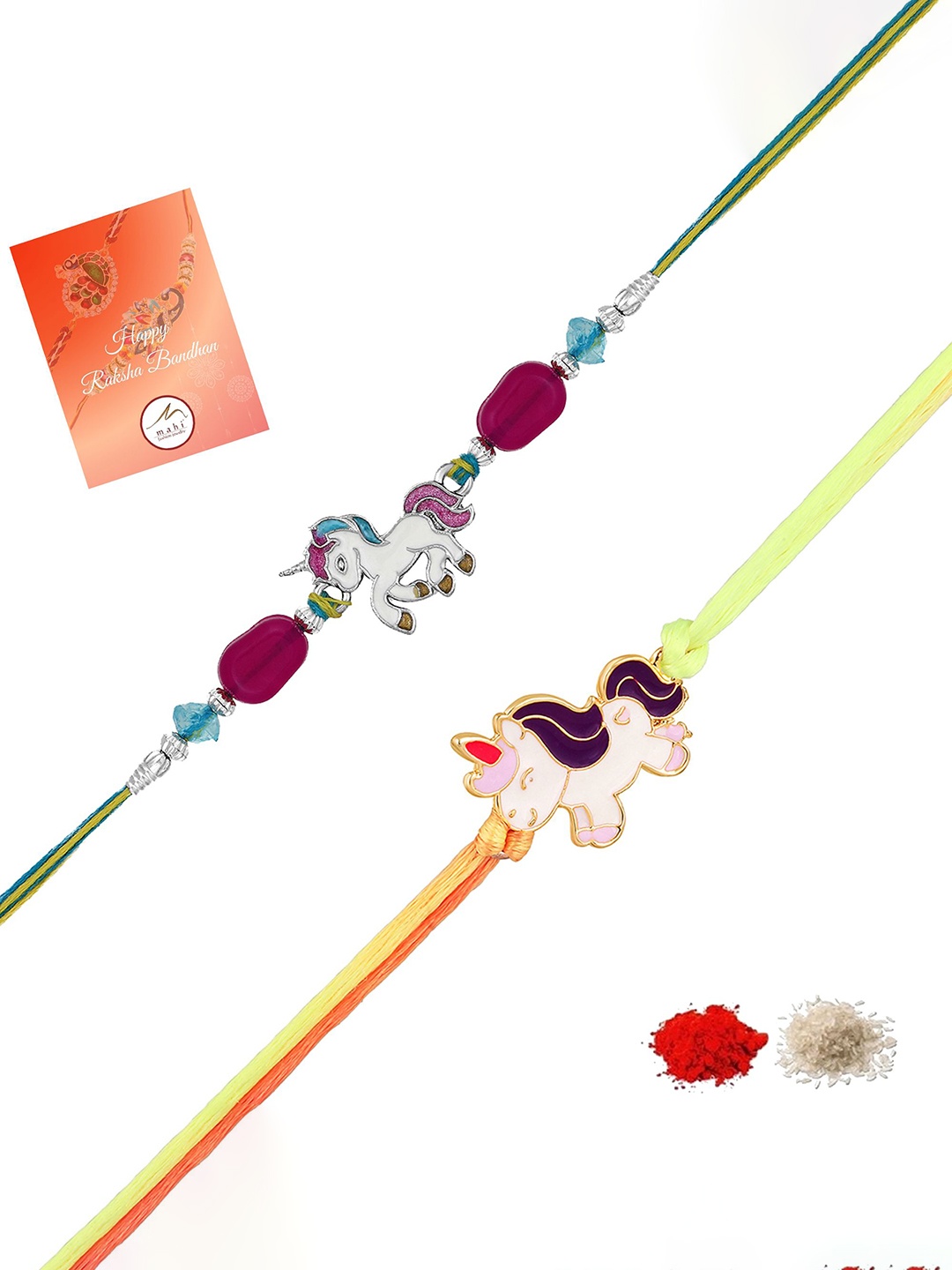 

Mahi Kids Set Of 2 Unicorn Thread Rakhis, Yellow
