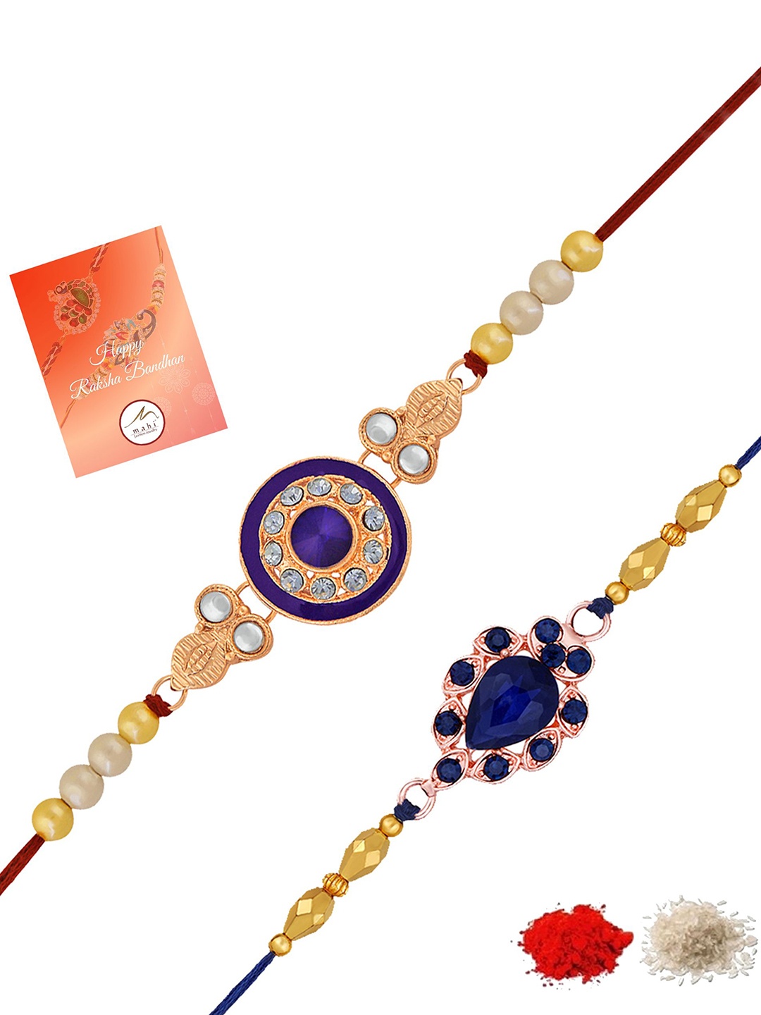 

Mahi Set of 2 Beautifully Crafted Thread Rakhis, Blue