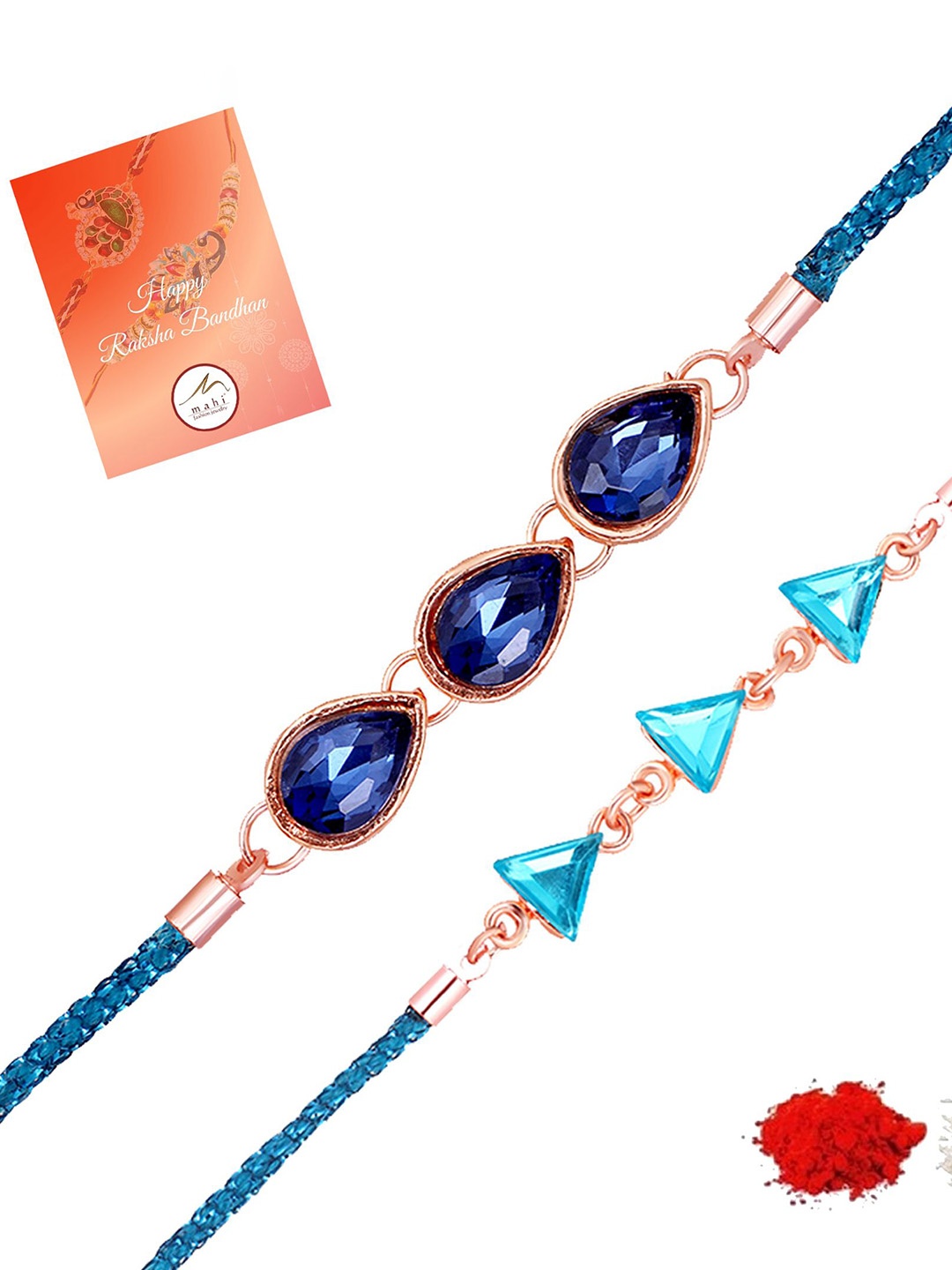 

Mahi Mahi Set Of 2 Stone-Studded Bracelet Style Rakhis, Gold