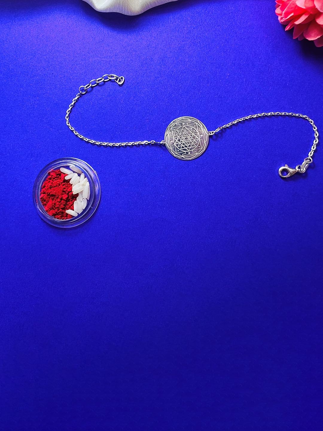

Arte Jewels 92.5 Sterling Silver Wraparound Rakhi With Roli & Chawal