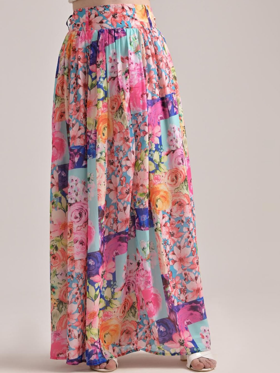 

The Samoa Women Floral Printed Flared Maxi Skirts, Pink