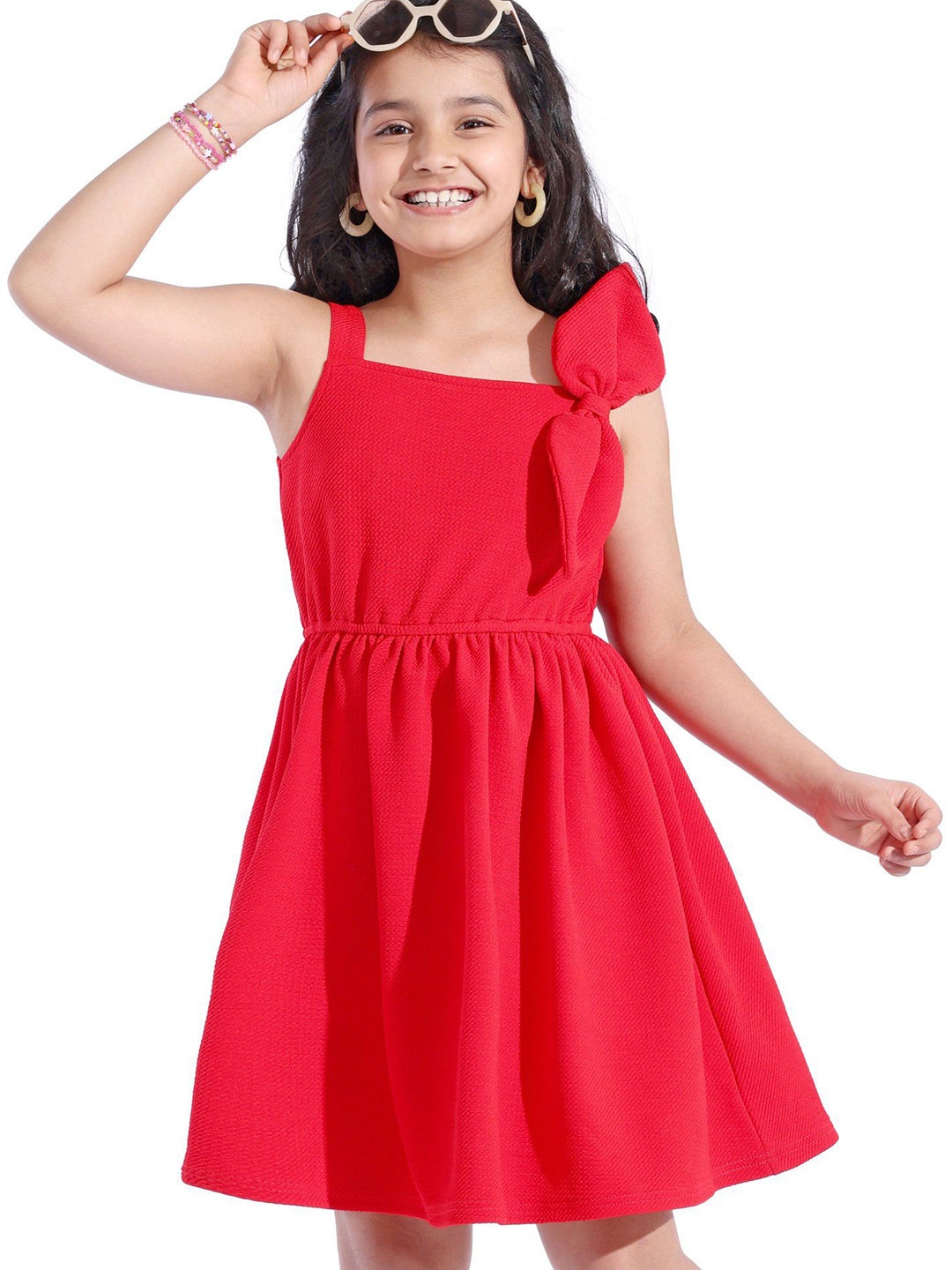 

Hola Bonita Women Square Neck Fit & Flare Dress, Red
