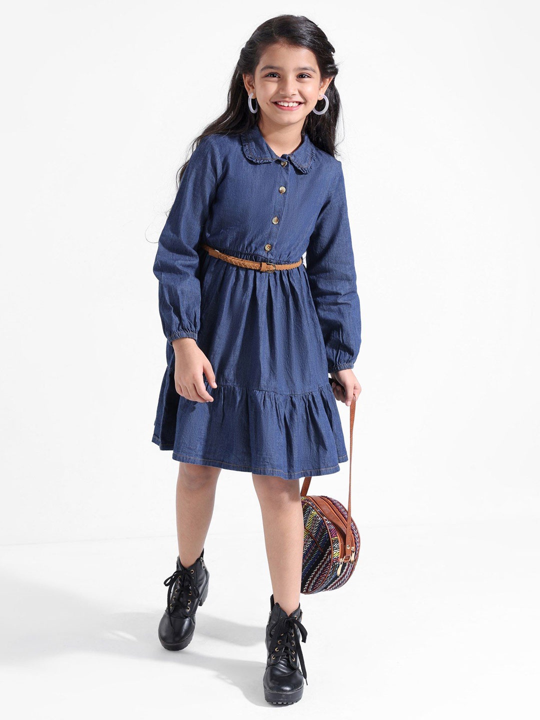 

Hola Bonita Girls Denim Shirt Dress, Blue