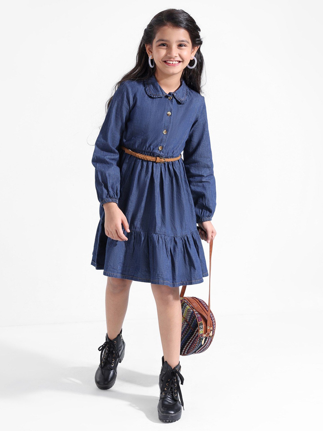 

Hola Bonita Girls Denim Shirt Dress, Blue